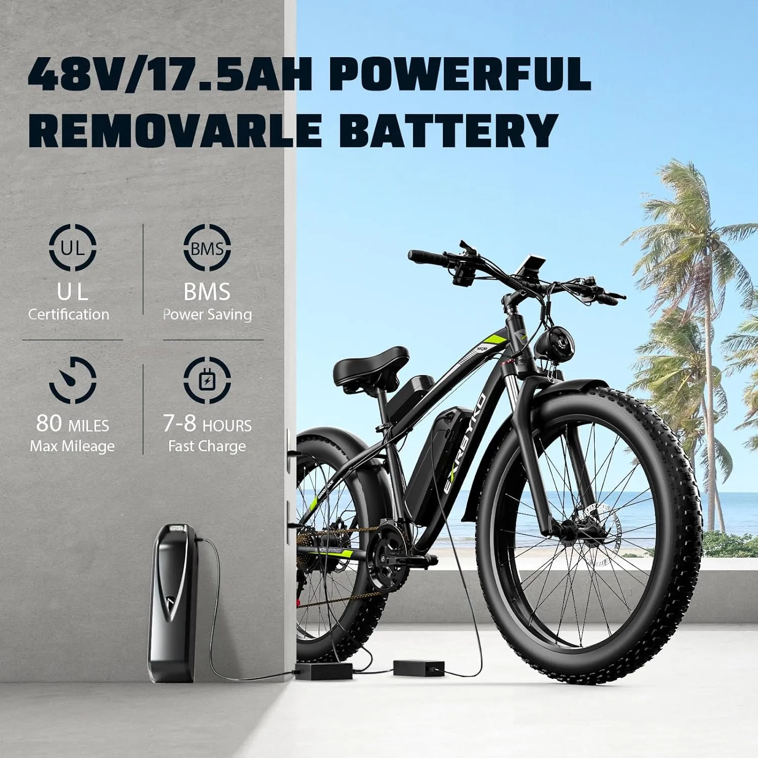 26" E Bikes for Adults, 37MPH Peak 1500W/2000W Fat Tire Electric Bike for Adults, 48V 17.5AH 840WH Battery, 80 Miles Ebike with 21-Speed Gear Electric Bicycle