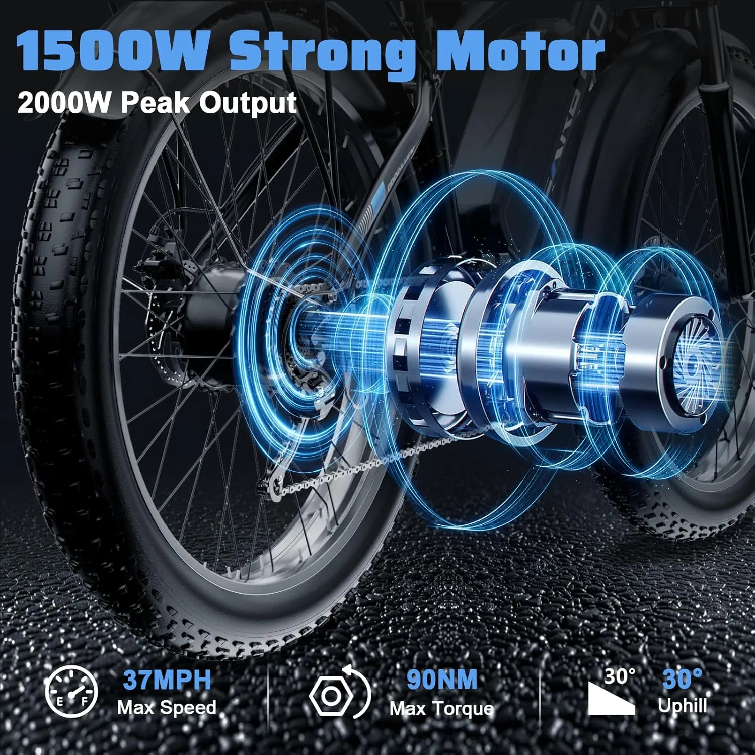 26" E Bikes for Adults, 37MPH Peak 1500W/2000W Fat Tire Electric Bike for Adults, 48V 17.5AH 840WH Battery, 80 Miles Ebike with 21-Speed Gear Electric Bicycle