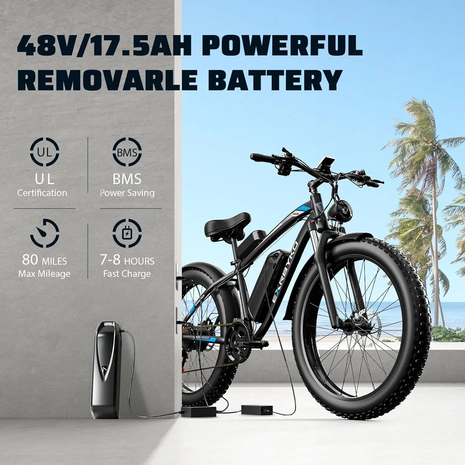 26" E Bikes for Adults, 37MPH Peak 1500W/2000W Fat Tire Electric Bike for Adults, 48V 17.5AH 840WH Battery, 80 Miles Ebike with 21-Speed Gear Electric Bicycle