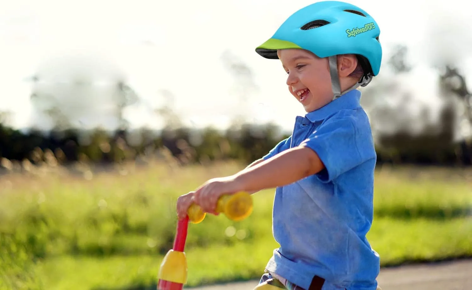 Adjustable Toddler Bike Helmet, Built in Visor with Removable Washable Inner Lining, XS Ages 2-4 Years for Boys and Girls, Perfect for Cycling, Scooters, Orange-Blue