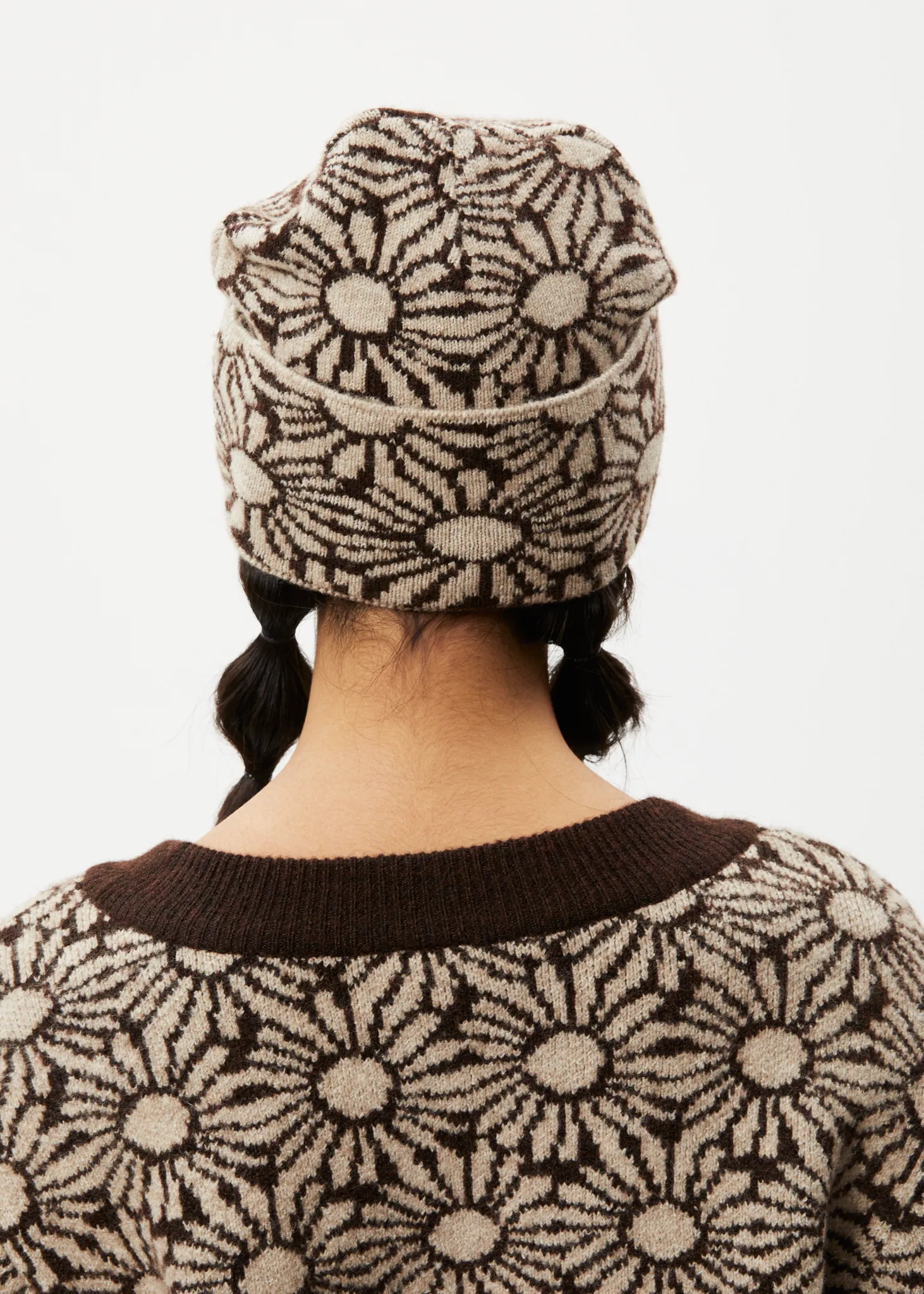 AFENDS Unisex Dandy - Floral Knit Beanie - Toffee