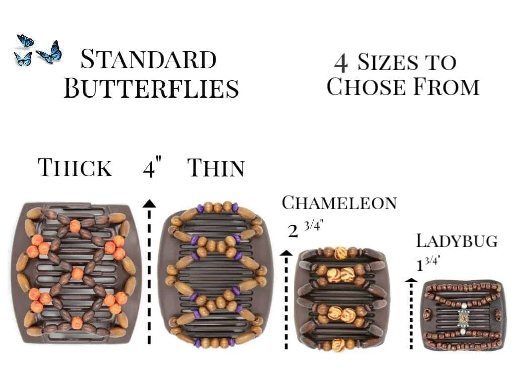 African Butterfly Chameleon Hair Comb - Beada Brown 70