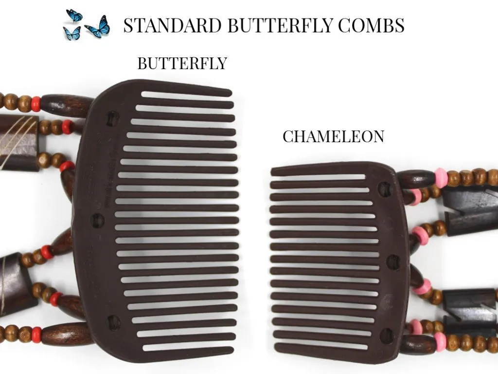 African Butterfly Hair Comb - Dalena Black Pearl 20