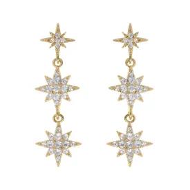 Aurora - Dangling Crystal Star Stud Earrings