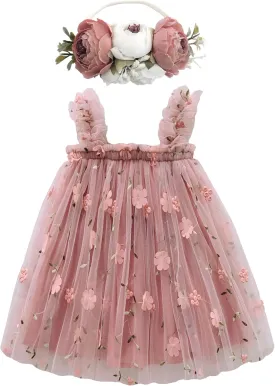 BGFKS Layered Tulle Tutu Dress for Toddler Girls,Baby Girl Rainbow Tutu Princess Skirt Set with Flower Headband.