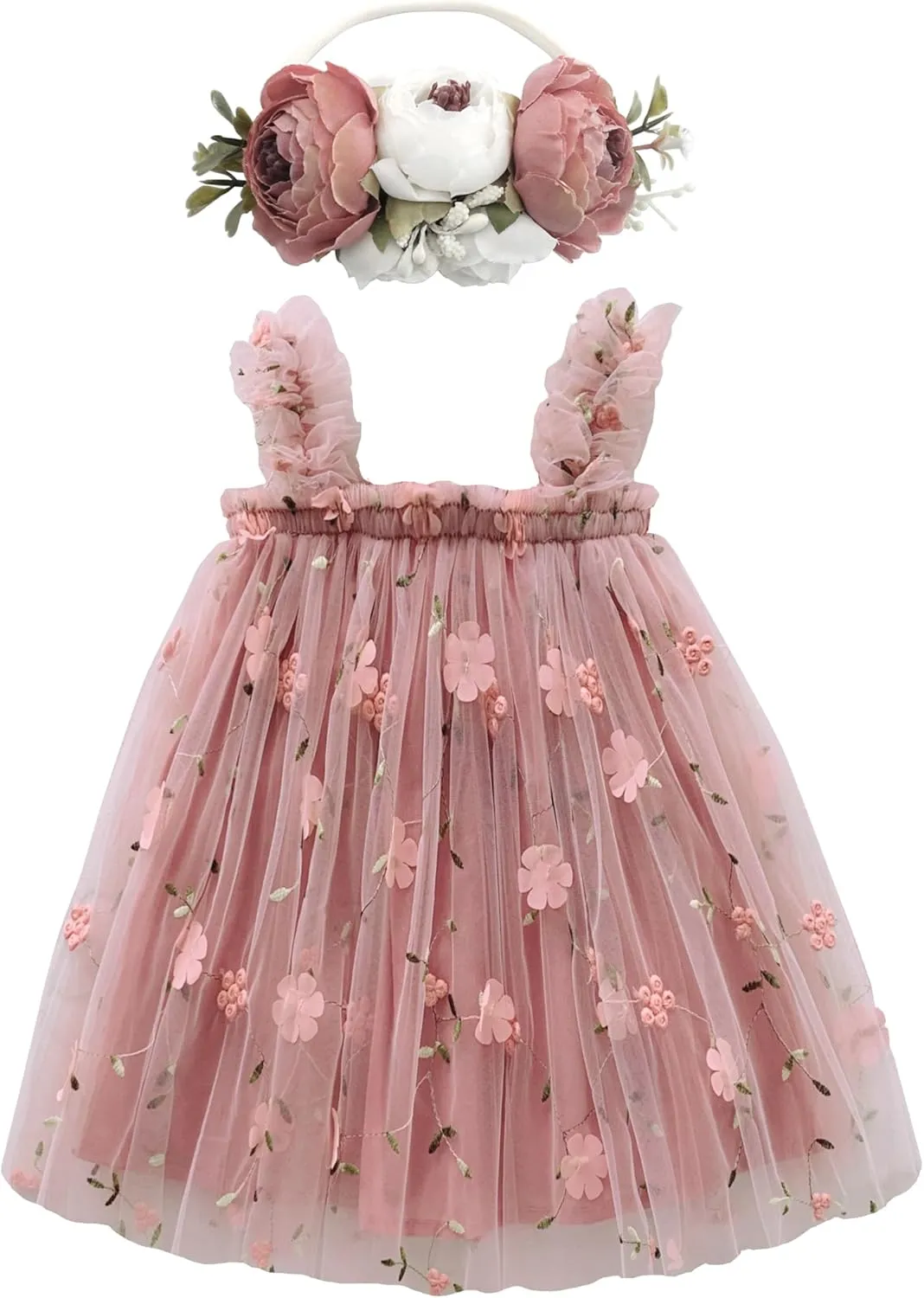 BGFKS Layered Tulle Tutu Dress for Toddler Girls,Baby Girl Rainbow Tutu Princess Skirt Set with Flower Headband.