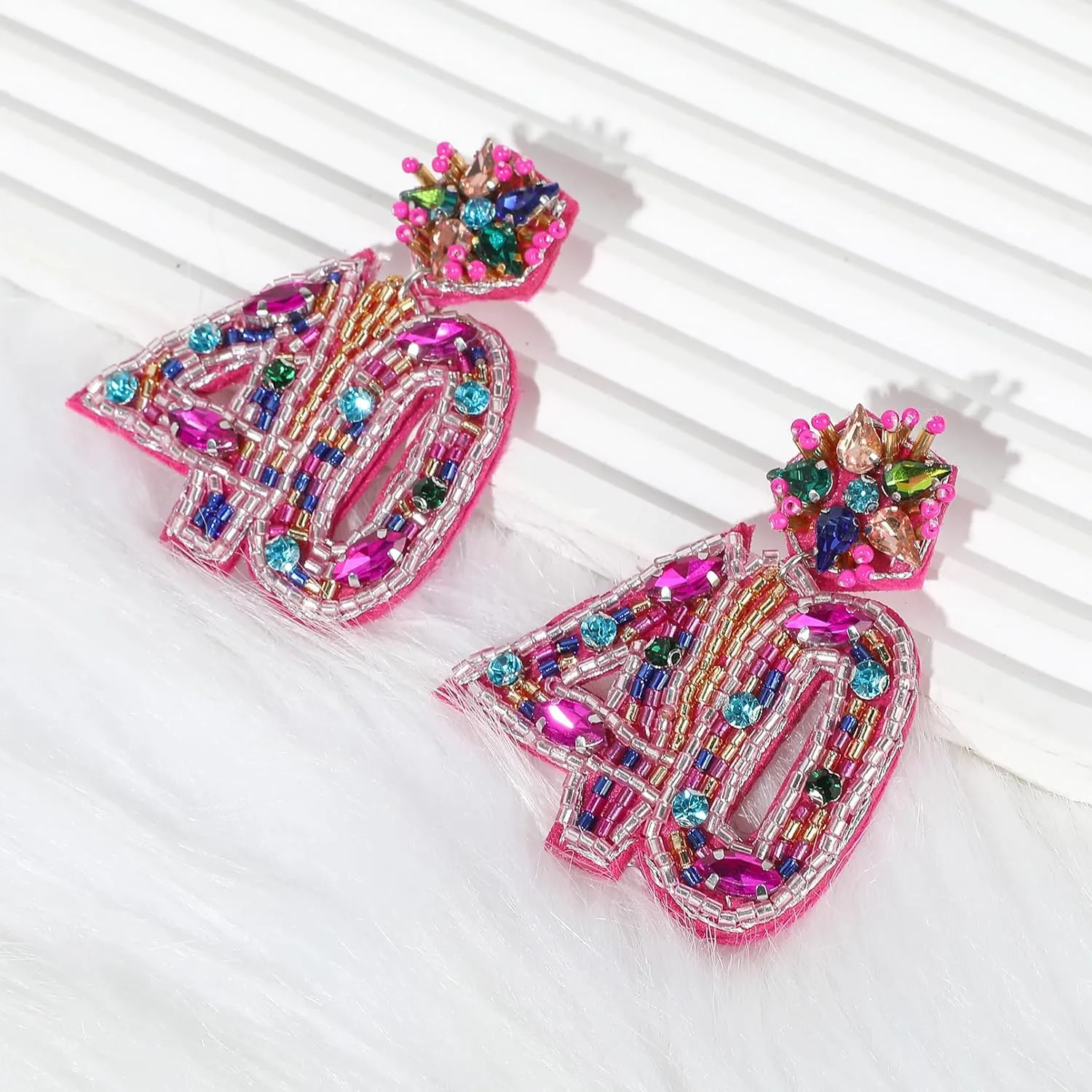 Birthday Earrings for Women, Handmade Beaded Drop Dangle Birthday Earrings for Birthday Party Celebration Outfits Jewelry Gifts for Her