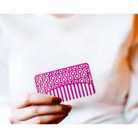 Cerise Hexagon Go-Comb | Metal Wallet-Sized Comb