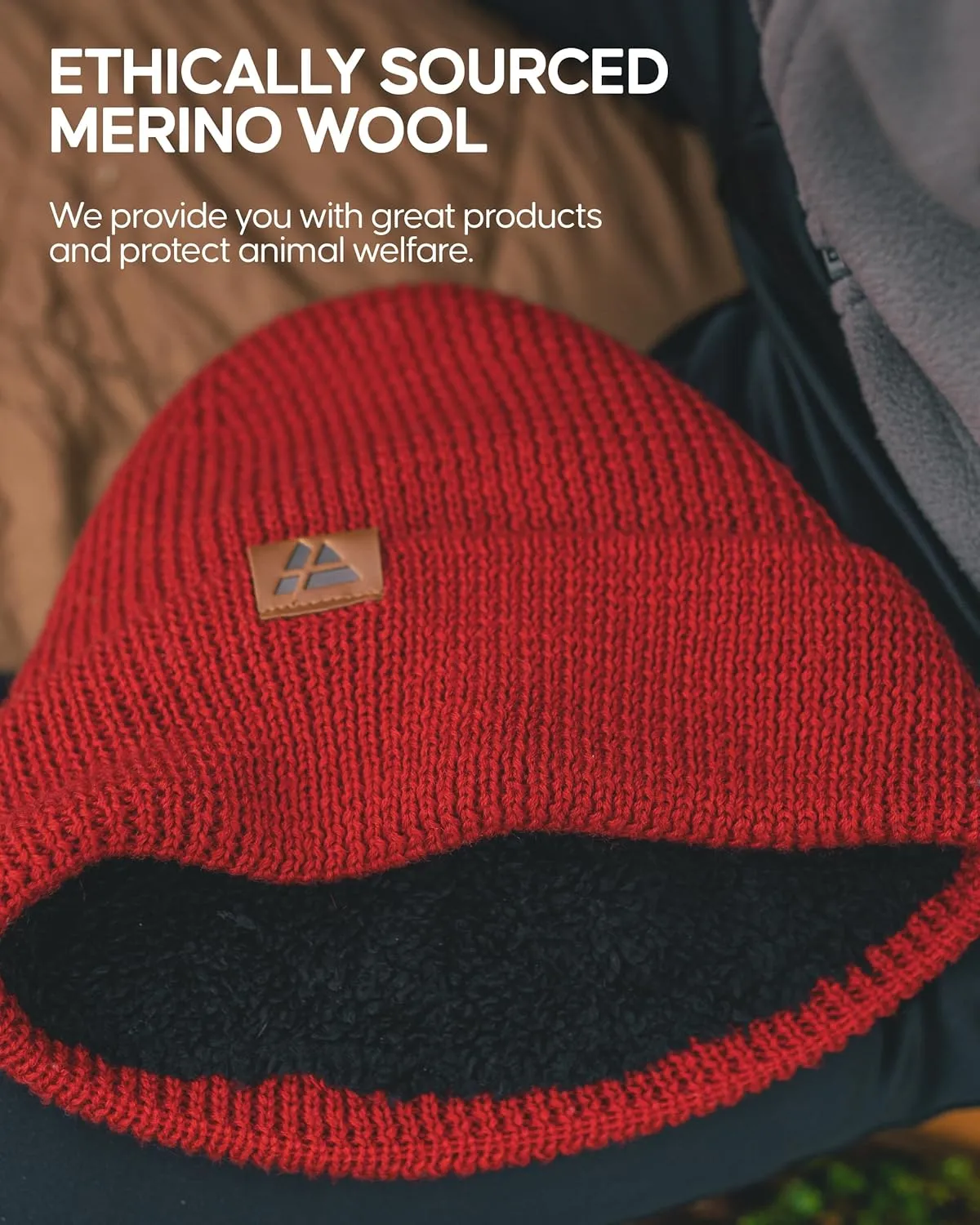 DANISH ENDURANCE Merino Wool Beanie for Men & Women, Fleece Lined Hat, Soft, Stretchy, Fisherman Beanie, Warm Wool Hat