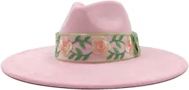 Decal Suede Hat Wide Brim Fedora Hat Men's and Women's Jazz Hat Suede Fedoras Sombrero 24 56-58cm