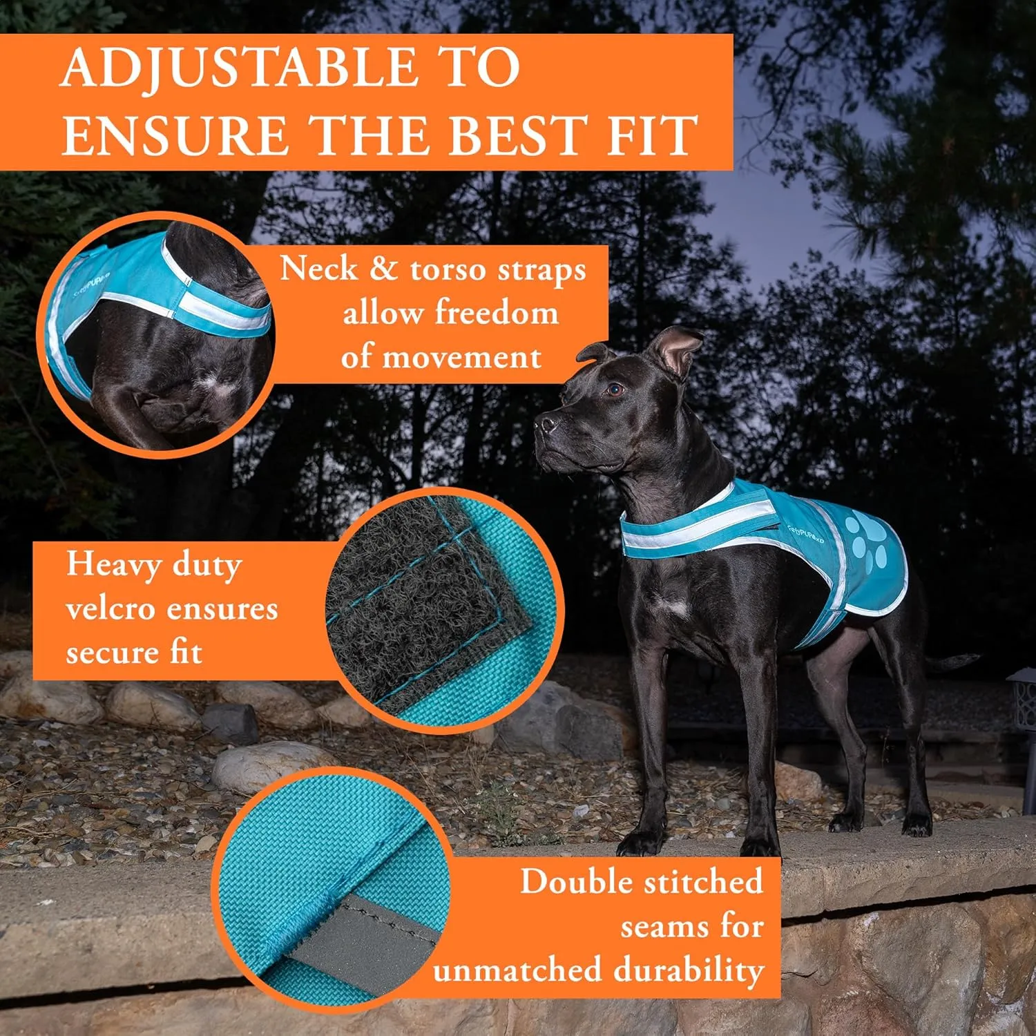 Dog Reflective Vest  Multiple Color Options with Hi-Vis Fluorescent Visibility Helping to Safeguard Your Pet On/Off Leash in Urban & Rural Areas