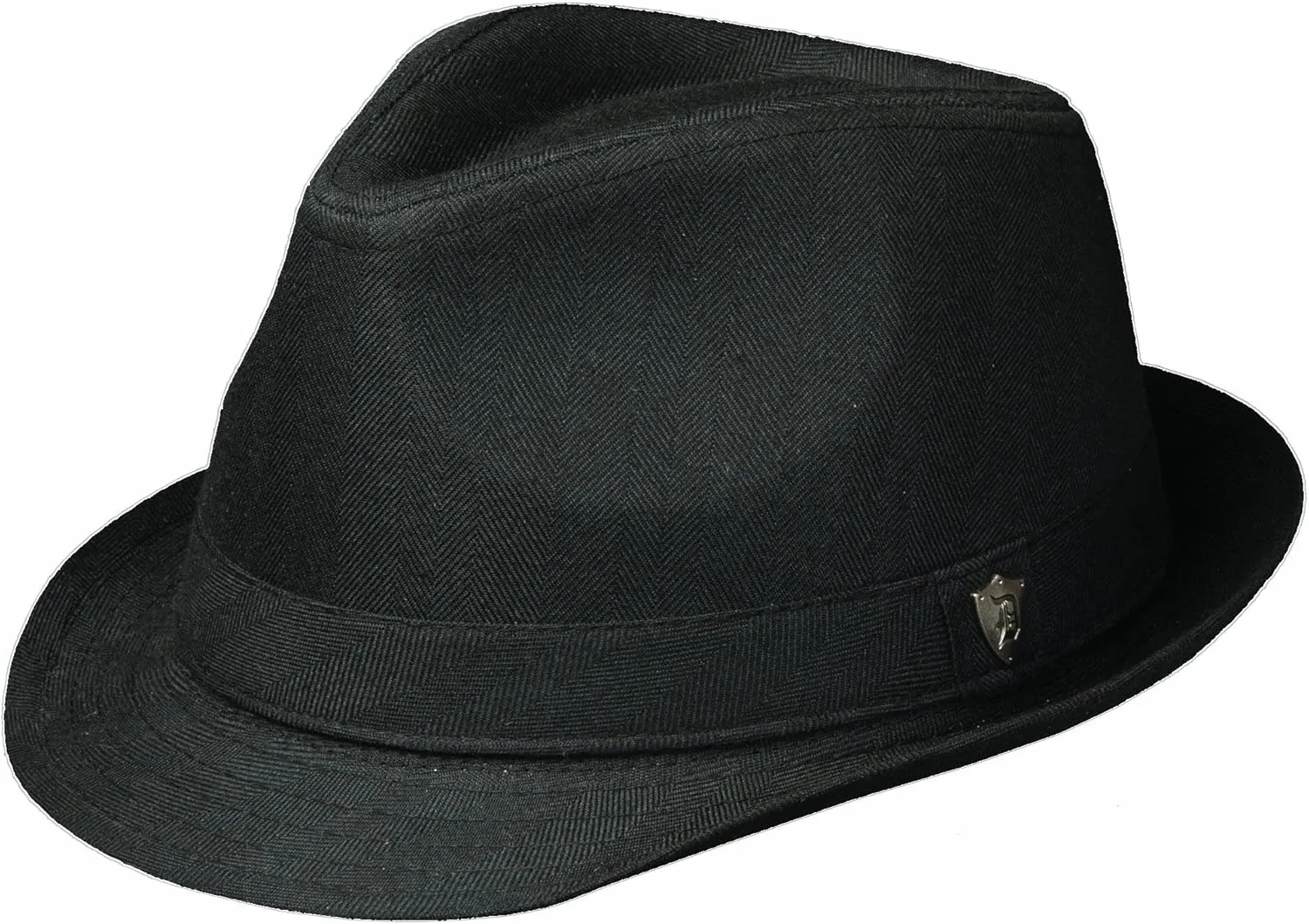 Dorfman Pacific Fashion Herringbone Fedora (L, Black)