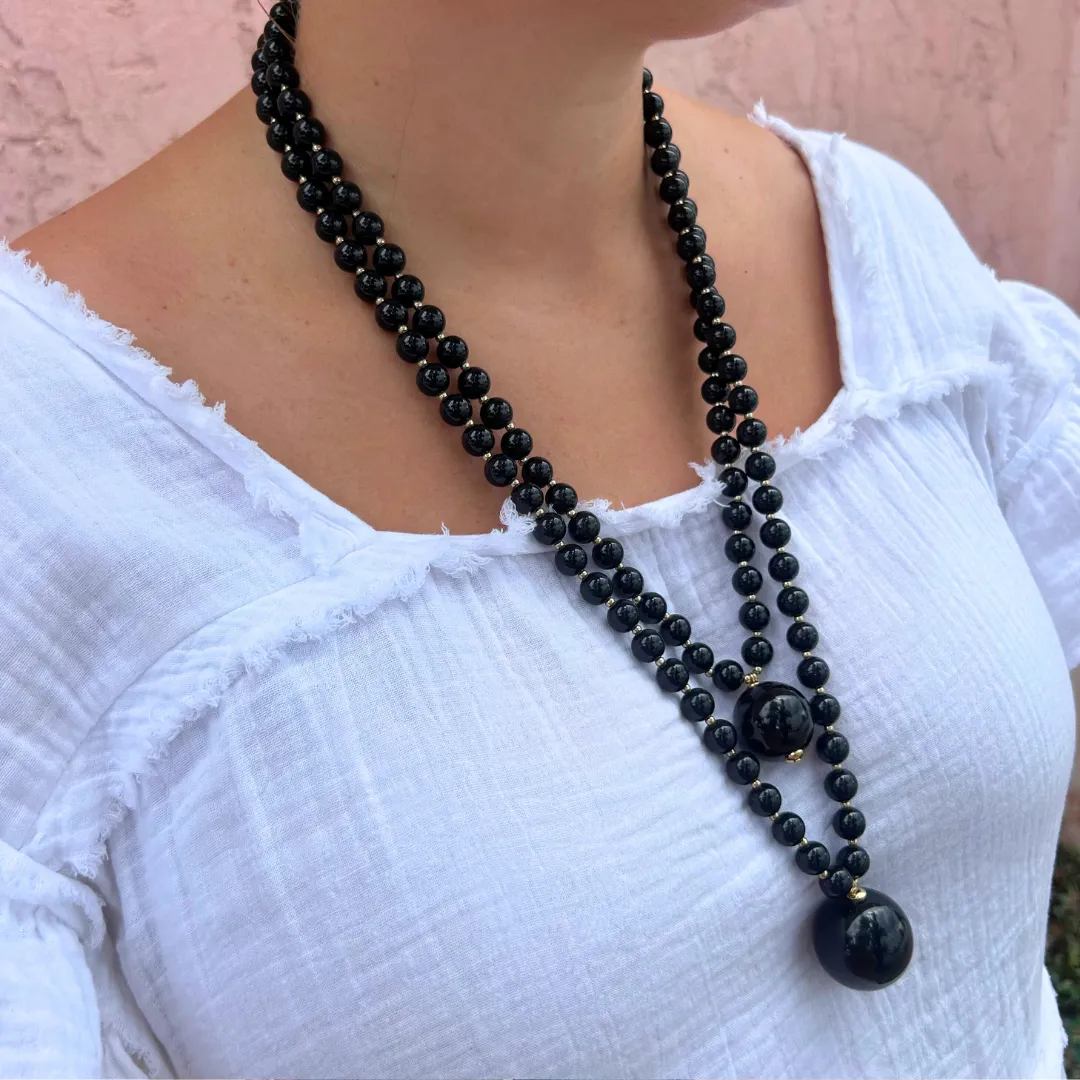 Double Bead Long Necklace