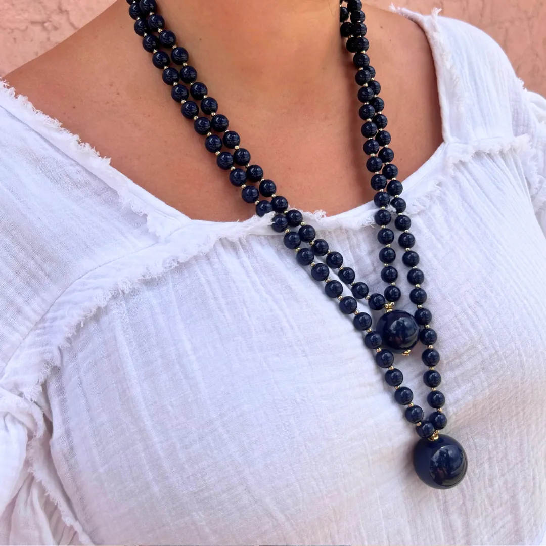 Double Bead Long Necklace