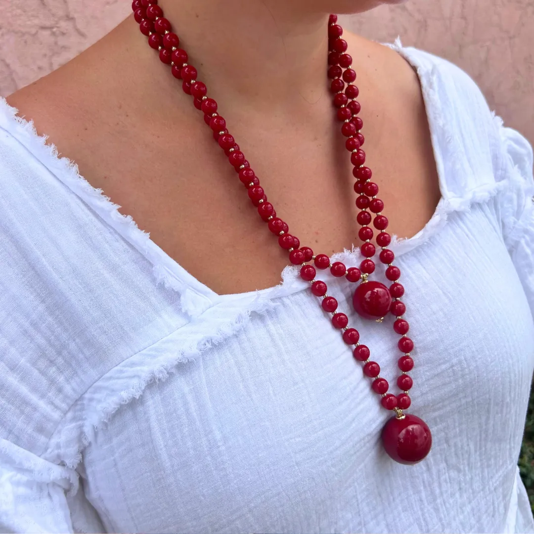 Double Bead Long Necklace
