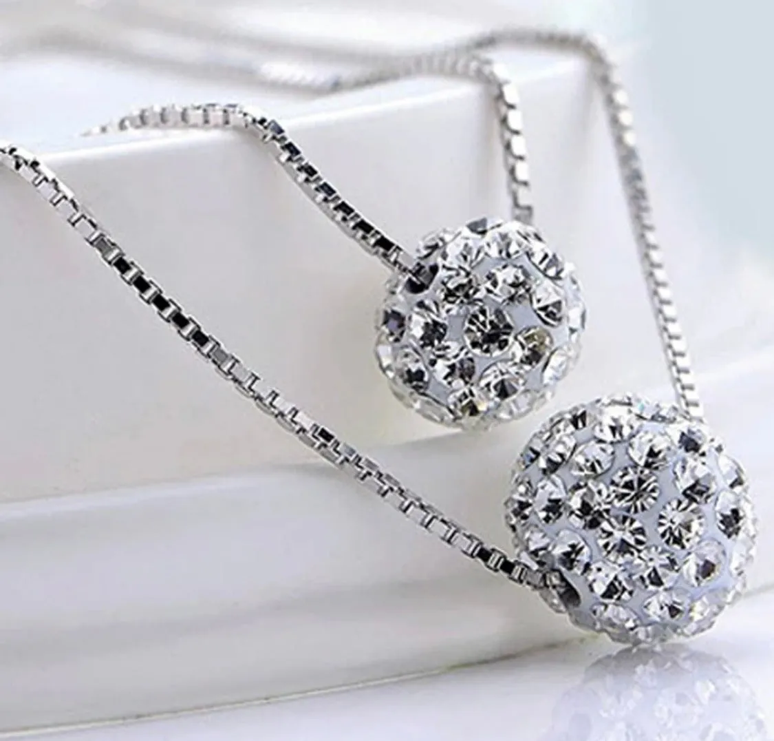 Double Layer Necklace White Rhinestone Beads