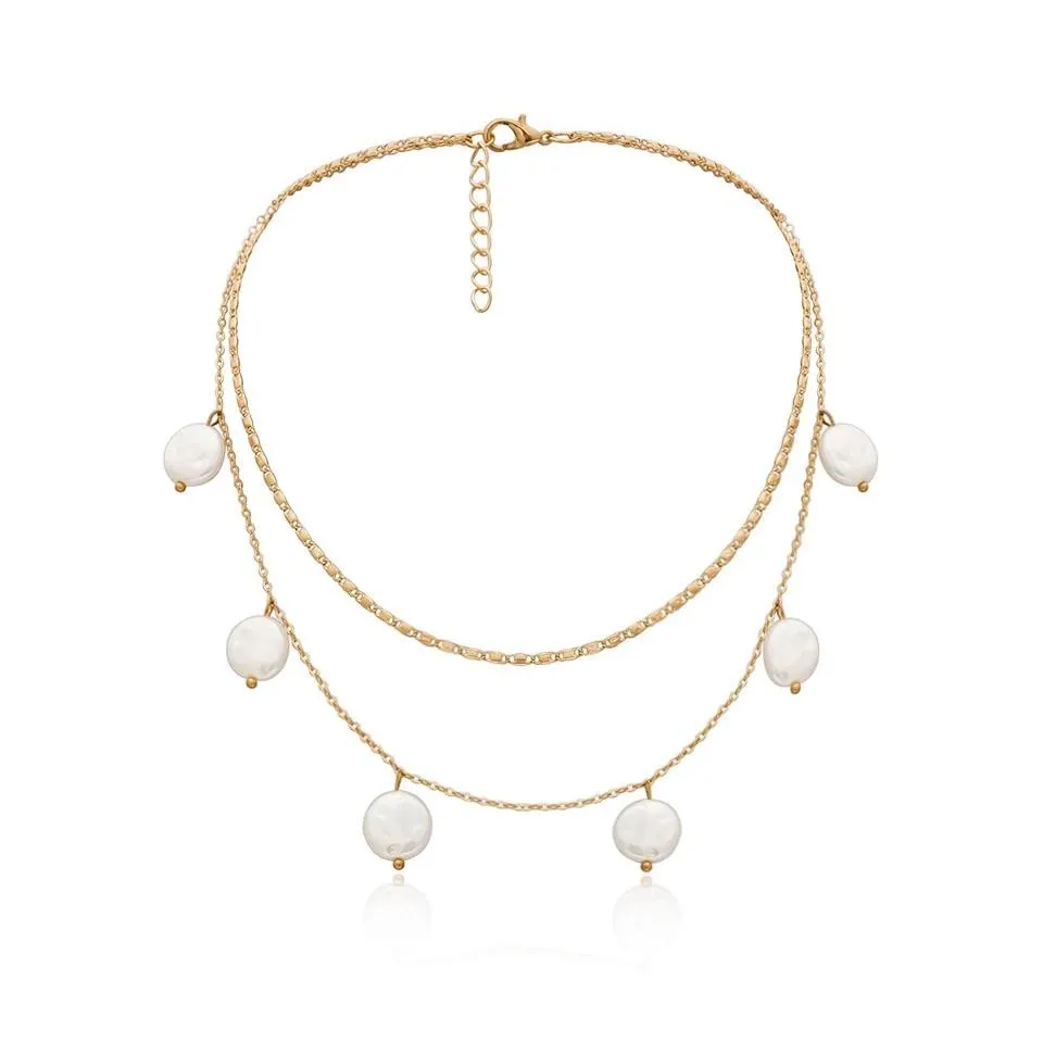 Double layer pearl necklace