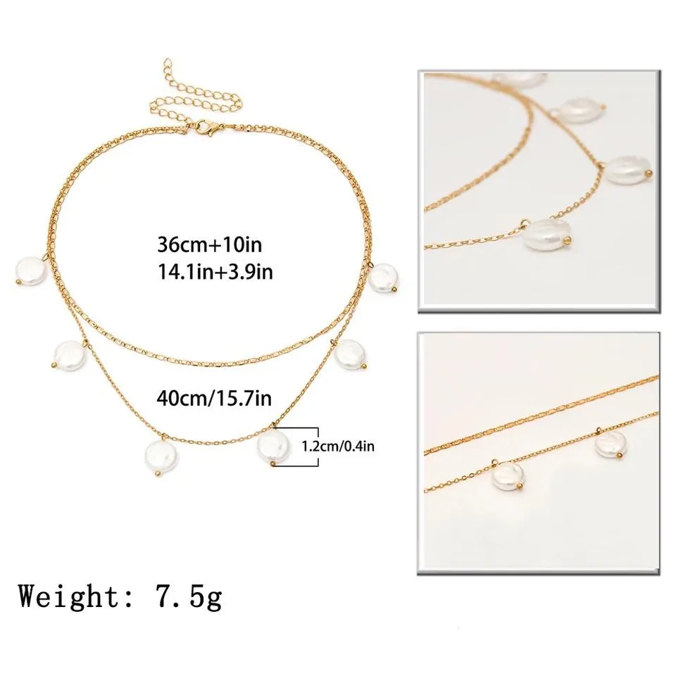 Double layer pearl necklace