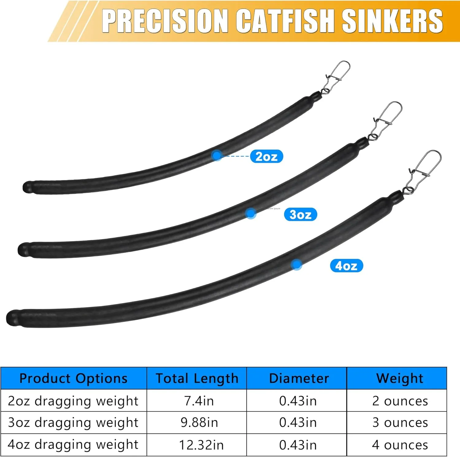 Dragging Weights for Catfish Trolling,6PCS Drag Weight Catfish Slip Stick No Snag Sinkers Drag Drift Weight for Dragging,Trolling,Drift Snagless Catfishing Sinker Tackle Gear and Fishing Equipment