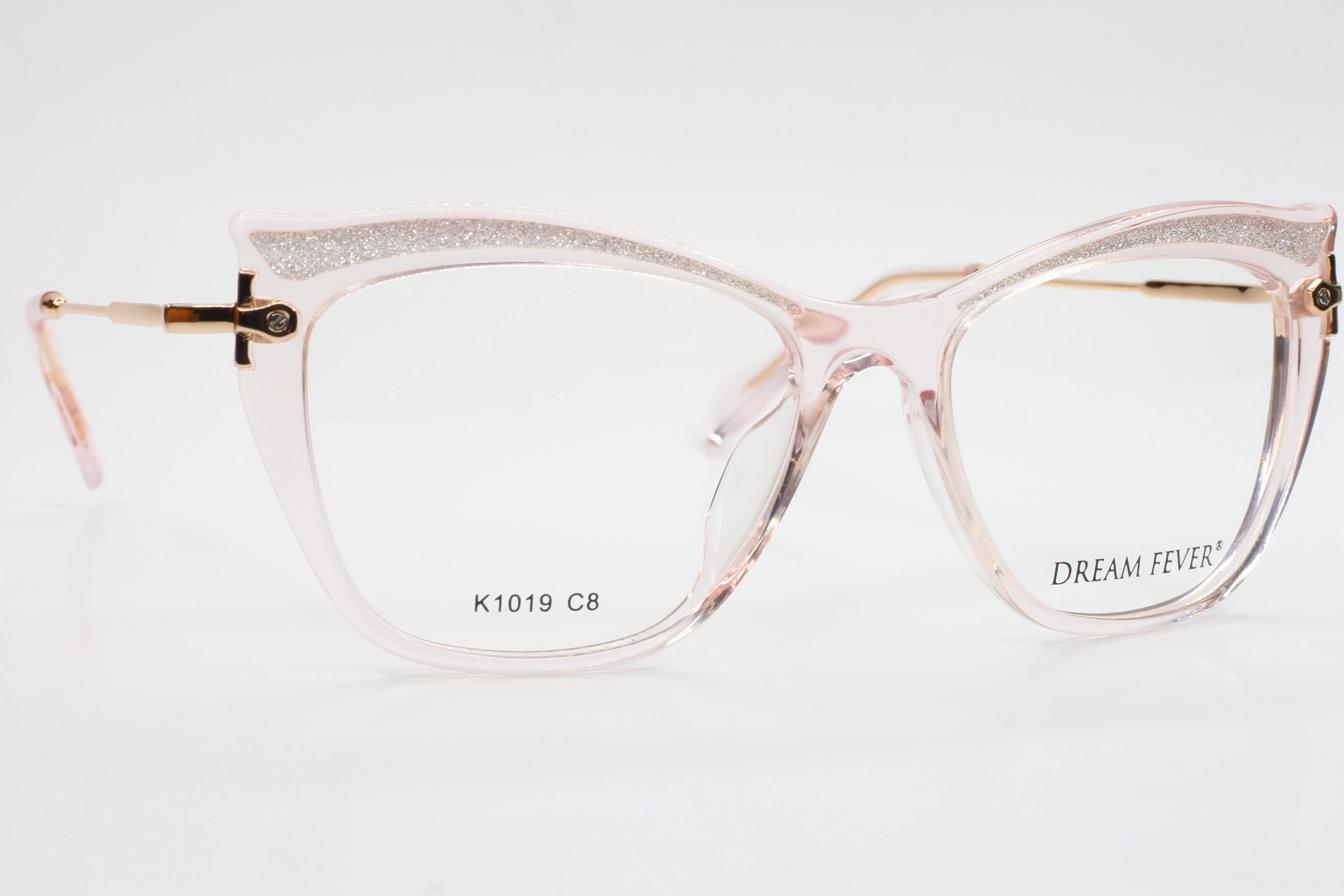 Dream Fever K1019 Transparent Pink Gold Designer Eyeglasses