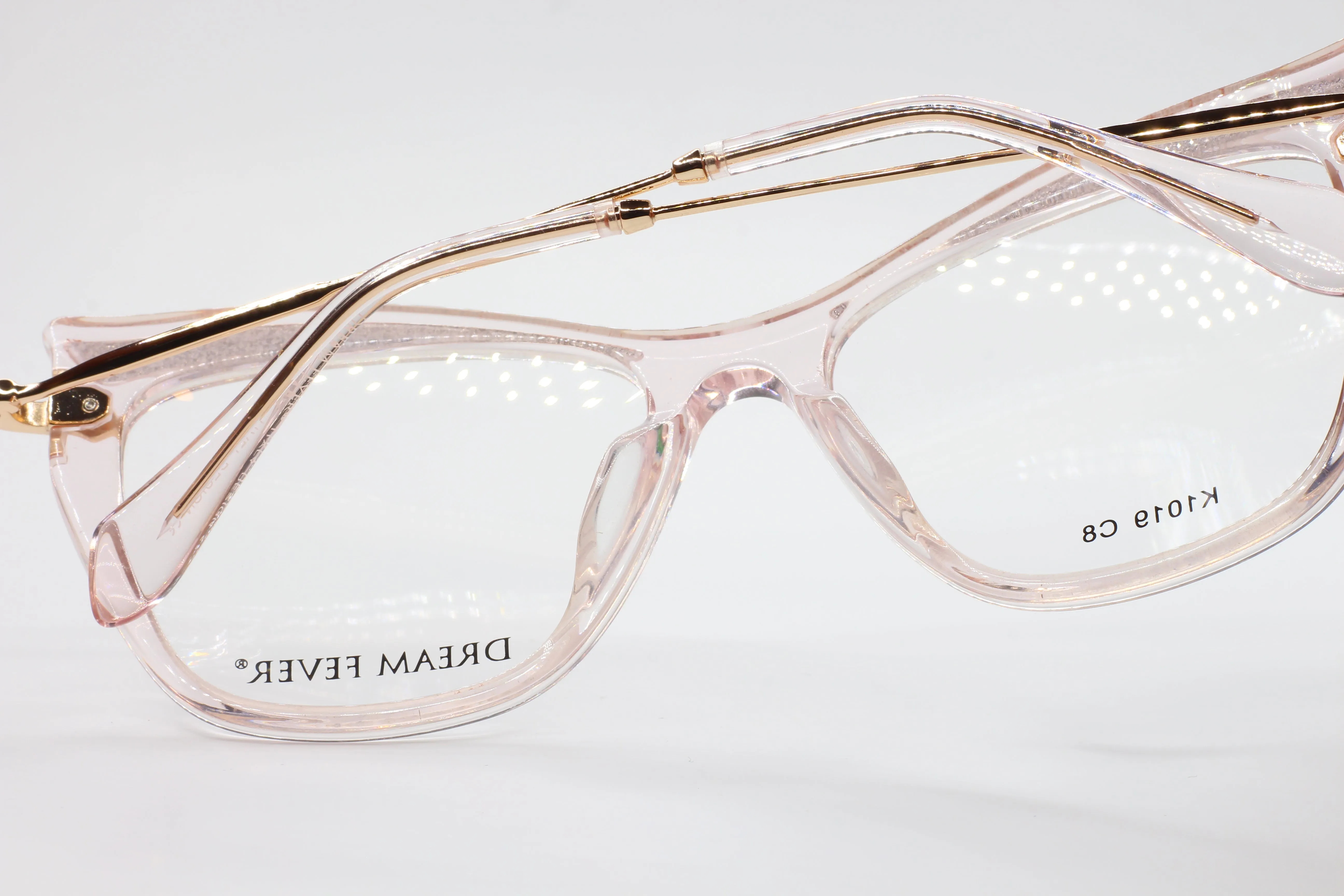 Dream Fever K1019 Transparent Pink Gold Designer Eyeglasses