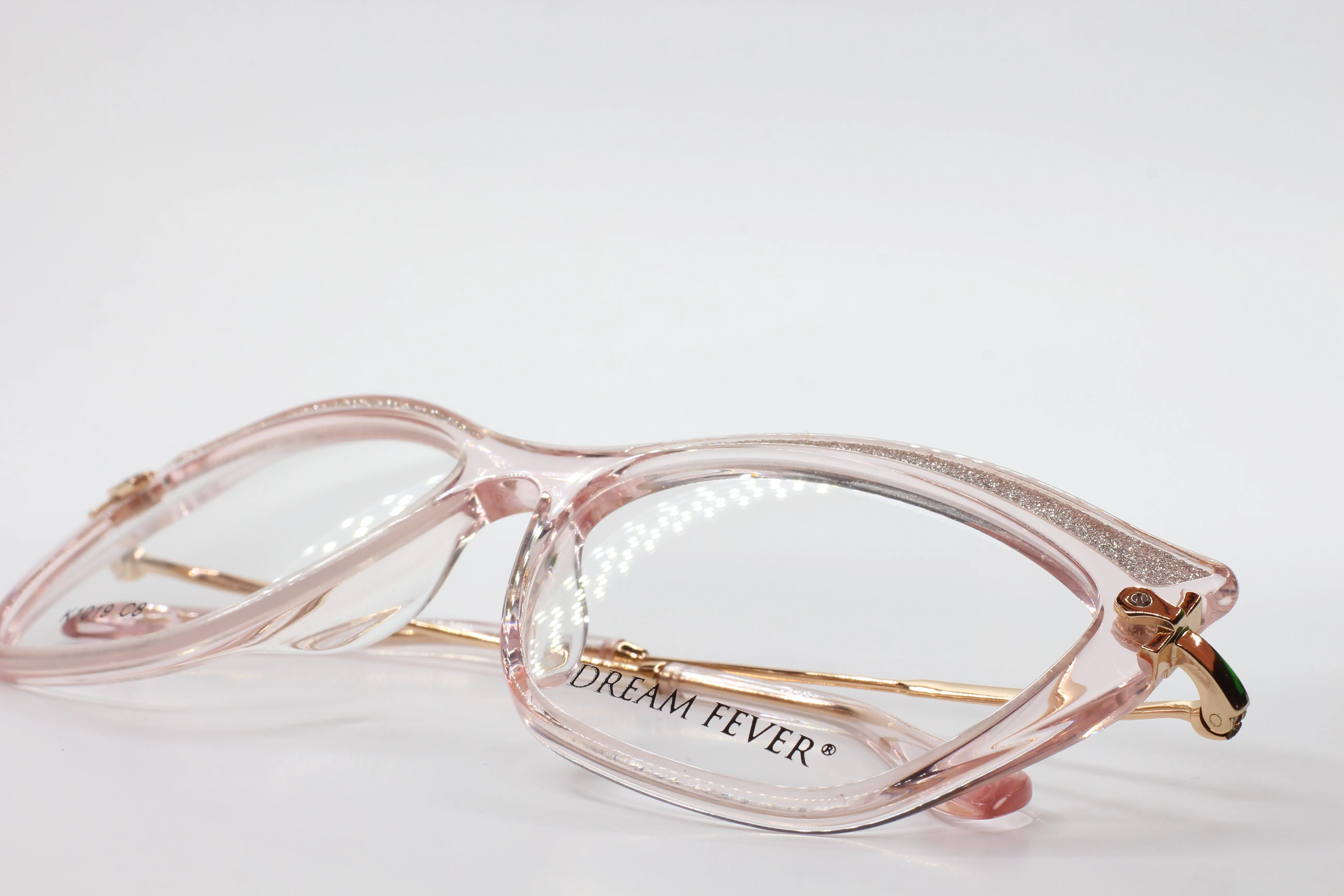 Dream Fever K1019 Transparent Pink Gold Designer Eyeglasses