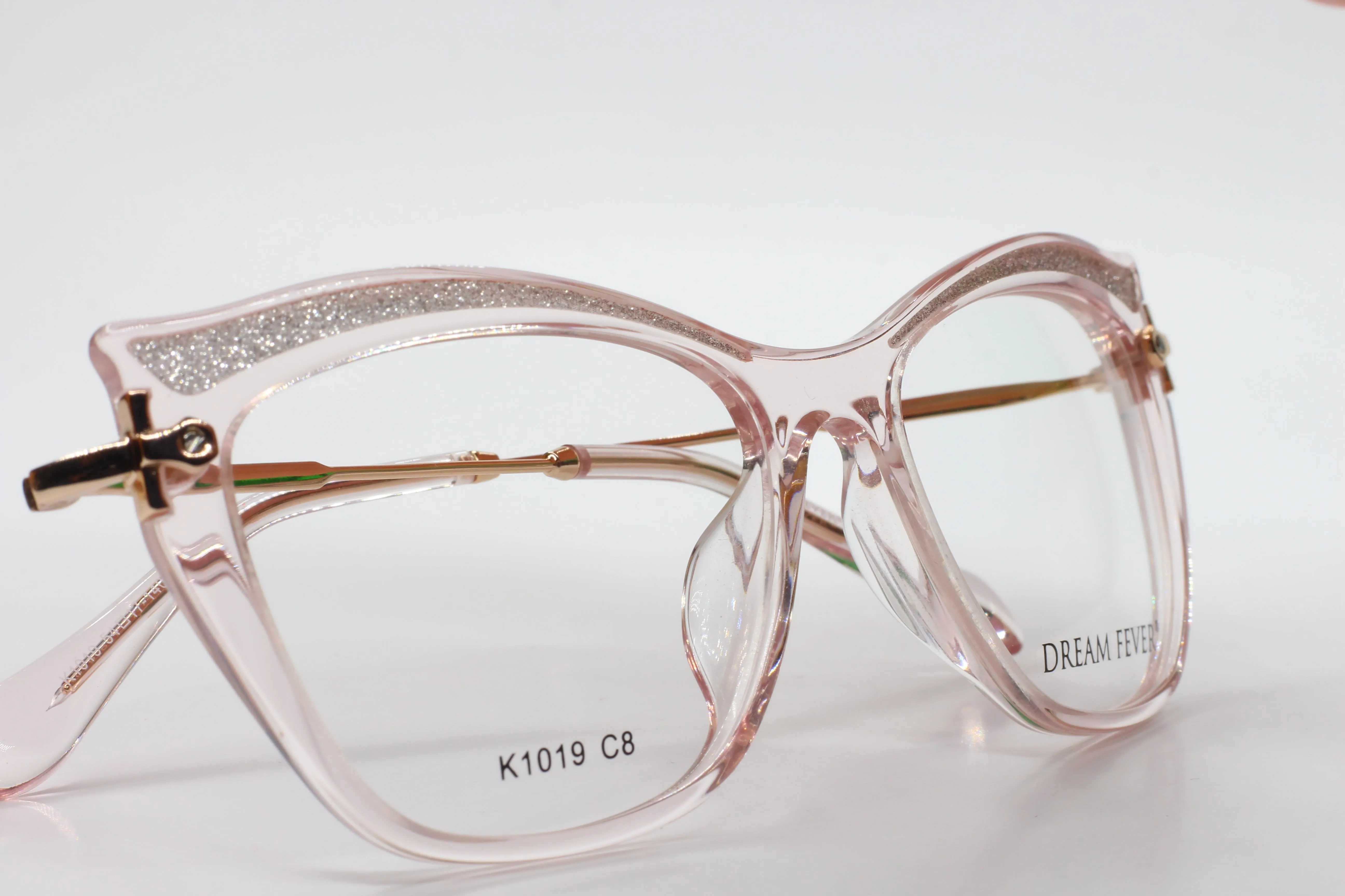 Dream Fever K1019 Transparent Pink Gold Designer Eyeglasses