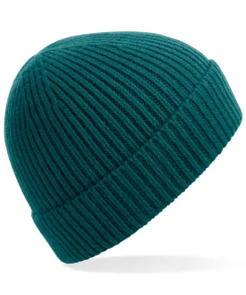 Engineered knit ribbed beanie | Ocean Green