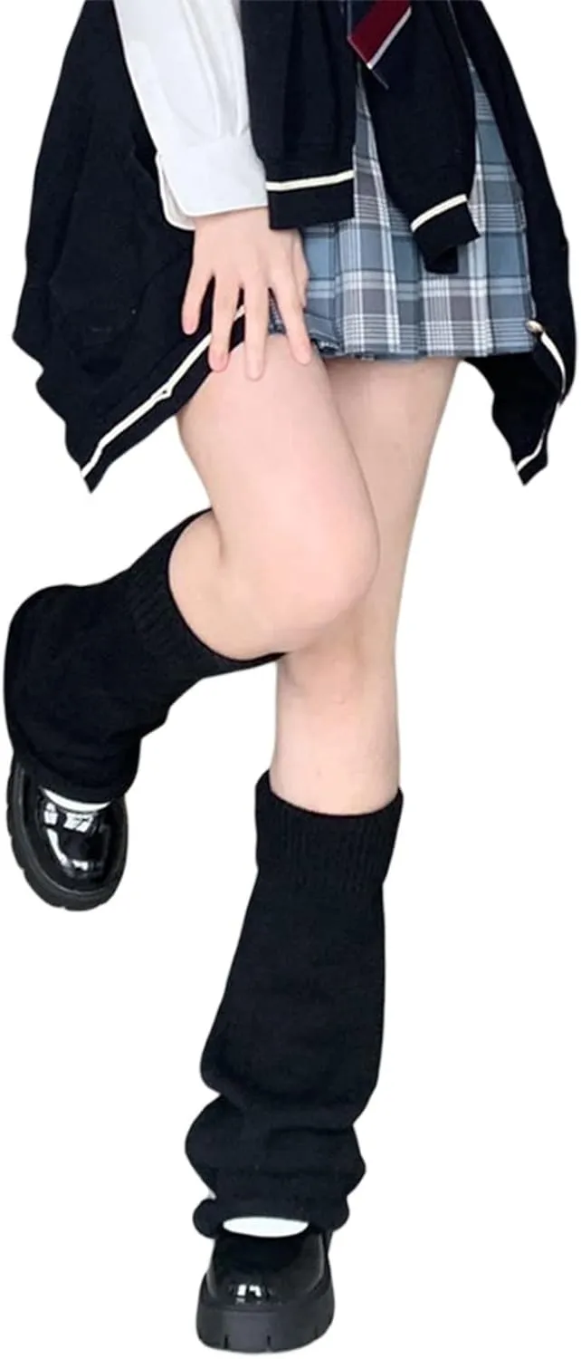Fernvia Womens Lolita Knit Long Socks Leg Warmers Harajuku Japanese Kawaii Boot Socks Winter Ankle Heap Sock