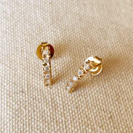 GoldFi - 18k Gold Filled Curved Bar Clear Crystal Stud Earrings