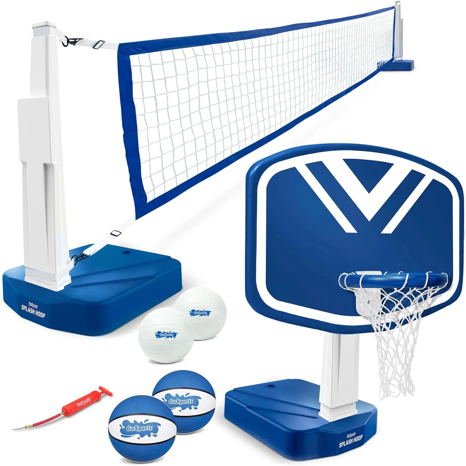 GoSports Splash Hoop 2-in-1 Pool Basketball Hoop & Volleyball Net Game Set