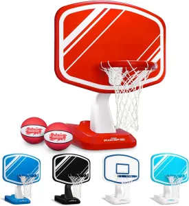 GoSports Splash Hoop PRO - Choose Your Color - Swimming Pool Basketball Game, Includes Poolside Water Basketball Hoop, 2 Balls and Pump