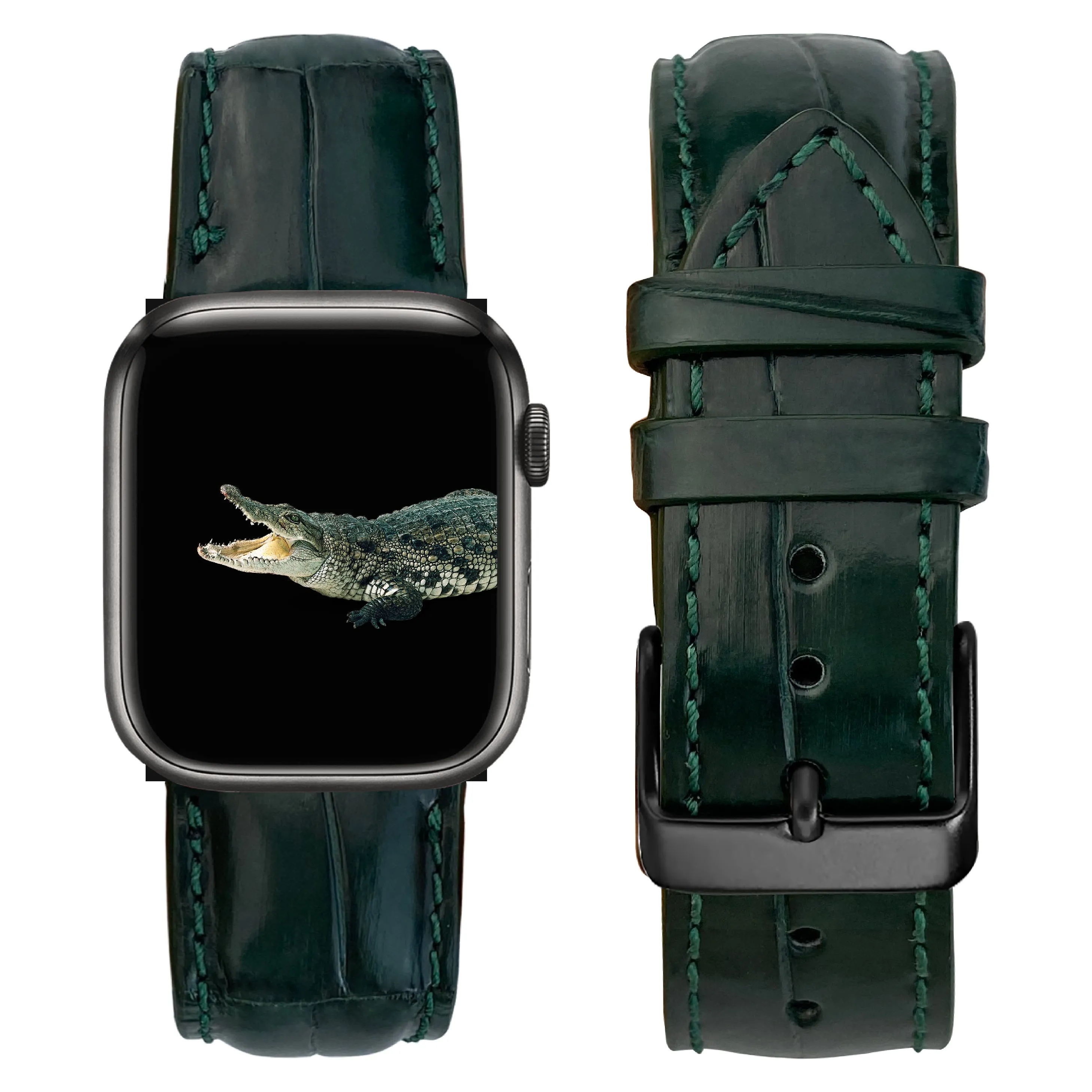 Green Alligator Leather Strap for Apple Watch Ultra Series 8 7 6 5 4 3 SE | AW-08