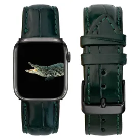 Green Alligator Leather Strap for Apple Watch Ultra Series 8 7 6 5 4 3 SE | AW-08