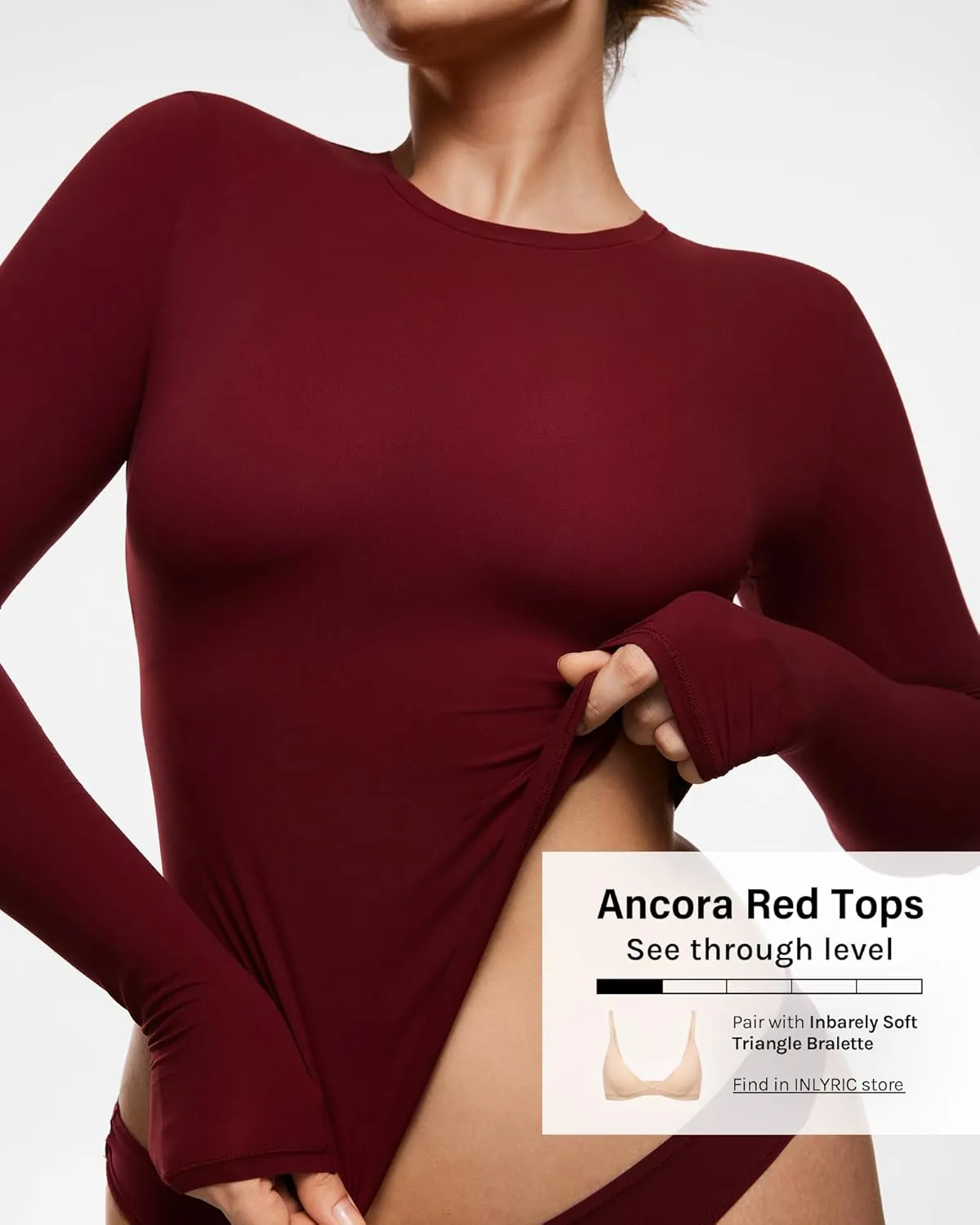 INLYRIC Women's Long Sleeve T-Shirts Crew Neck Basic Fitted Slim Crop Tops Going Out Trendy Tops Spring Tees