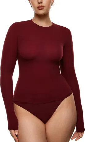 INLYRIC Women's Long Sleeve T-Shirts Crew Neck Basic Fitted Slim Crop Tops Going Out Trendy Tops Spring Tees