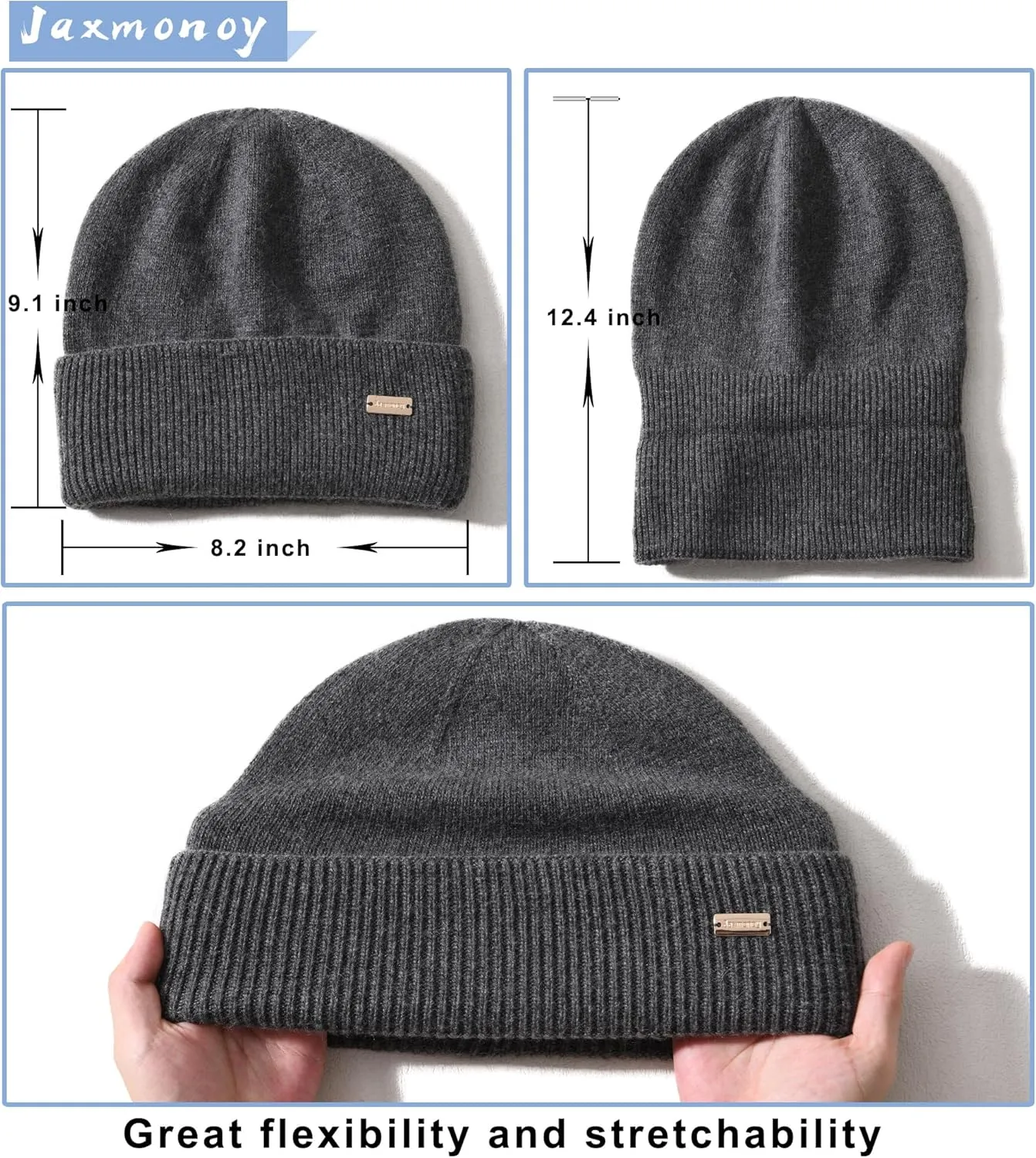 jaxmonoy Knit Beanies Winter Hats for Women and Men Soft Warm Double Layer Ladies Skull Beanie caps