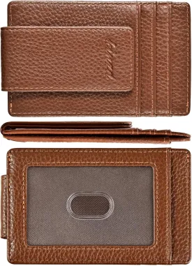 kinzd Money Clip, Front Pocket Wallet, Leather RFID Blocking Strong Magnet thin Wallet