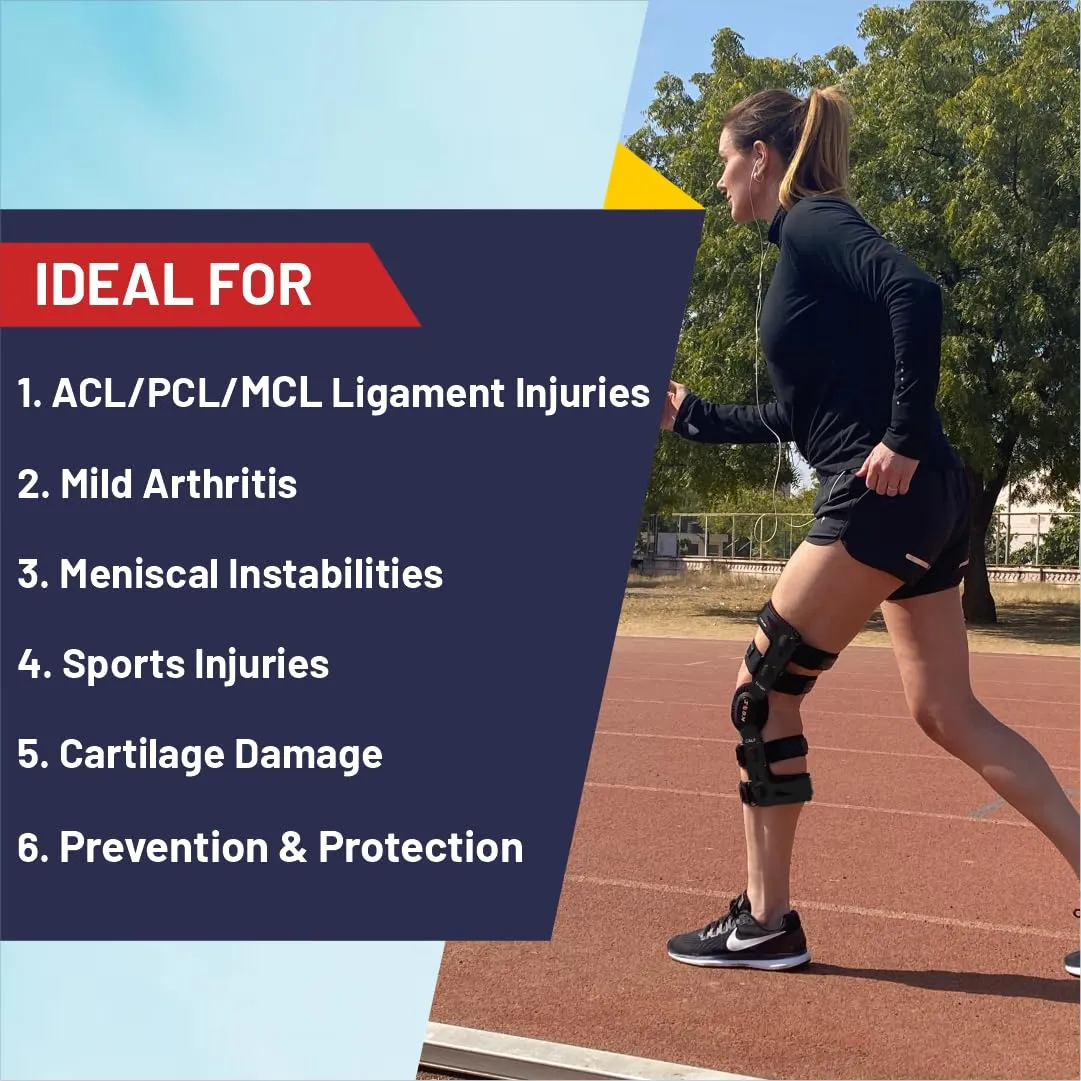 Knee Brace for Women & Men for Acl/Pcl/Mcl, Meniscus Tear, Ligament/Sports Injuries, Arthritis (OA), Knee Joint Pain Relief & Support (Black, Size-4) CHECK SIZE CHART FOR BEST FIT (PIC 2&3)