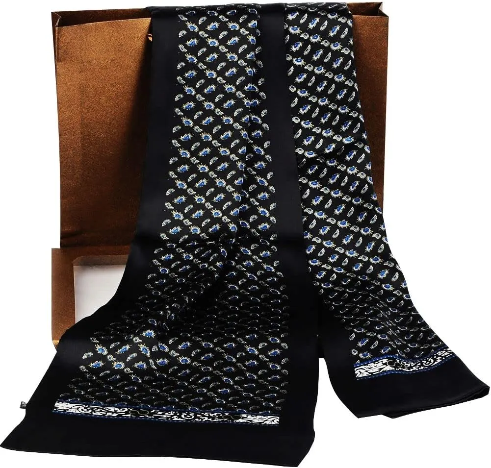 Lonxu Fashion Mens 100% Silk Long Scarf/Cravat Scarives Double Layer