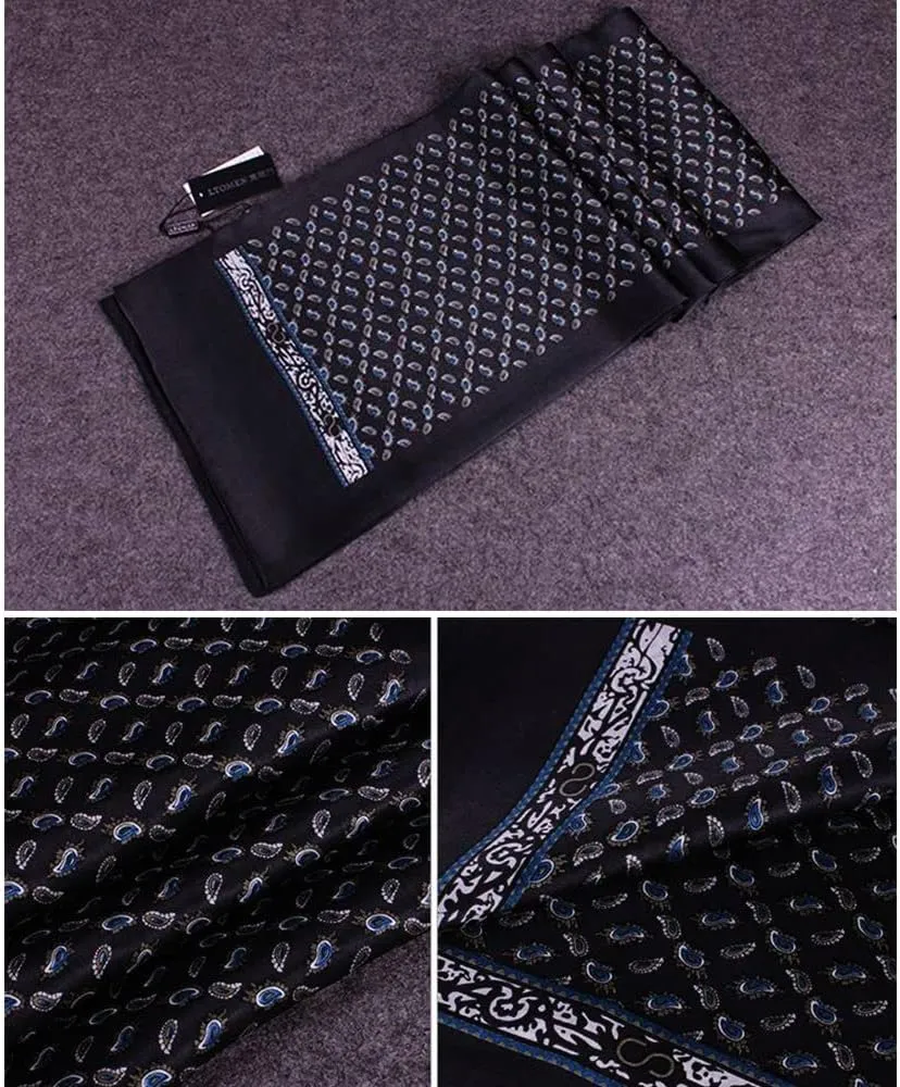 Lonxu Fashion Mens 100% Silk Long Scarf/Cravat Scarives Double Layer