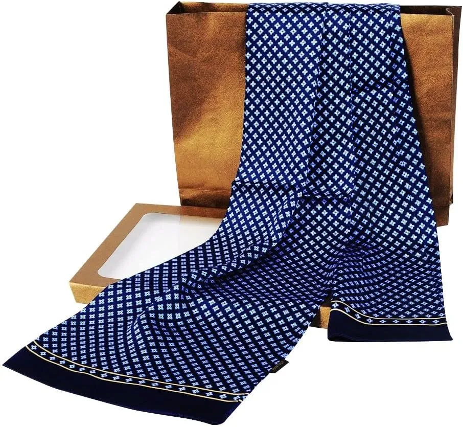 Lonxu Fashion Mens 100% Silk Long Scarf/Cravat Scarives Double Layer