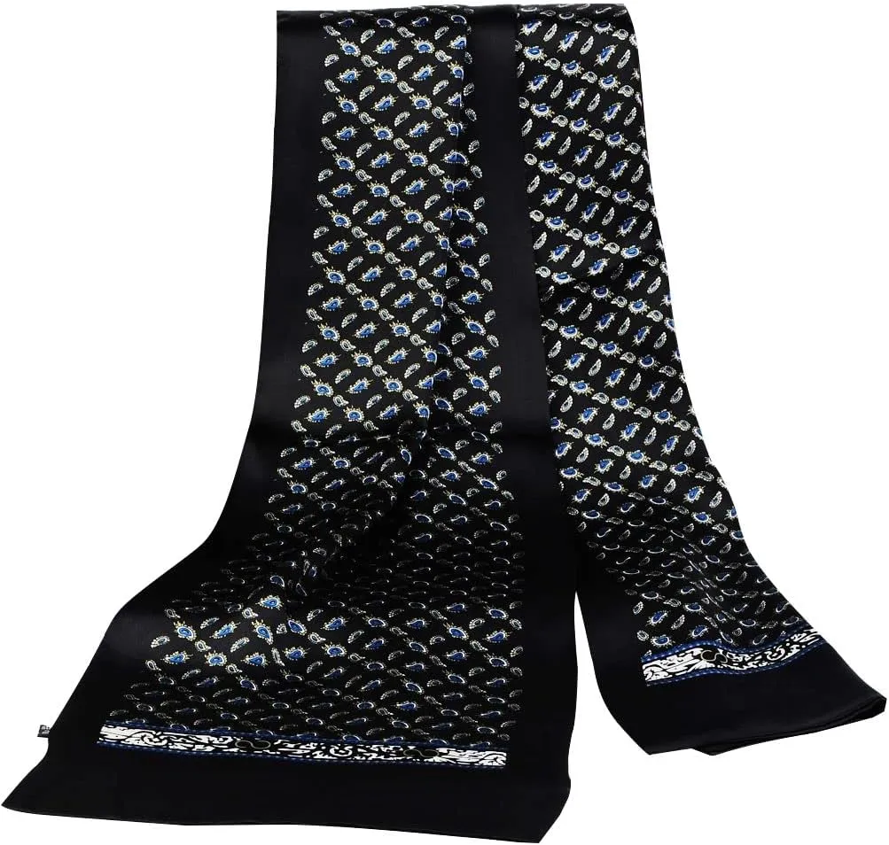 Lonxu Fashion Mens 100% Silk Long Scarf/Cravat Scarives Double Layer