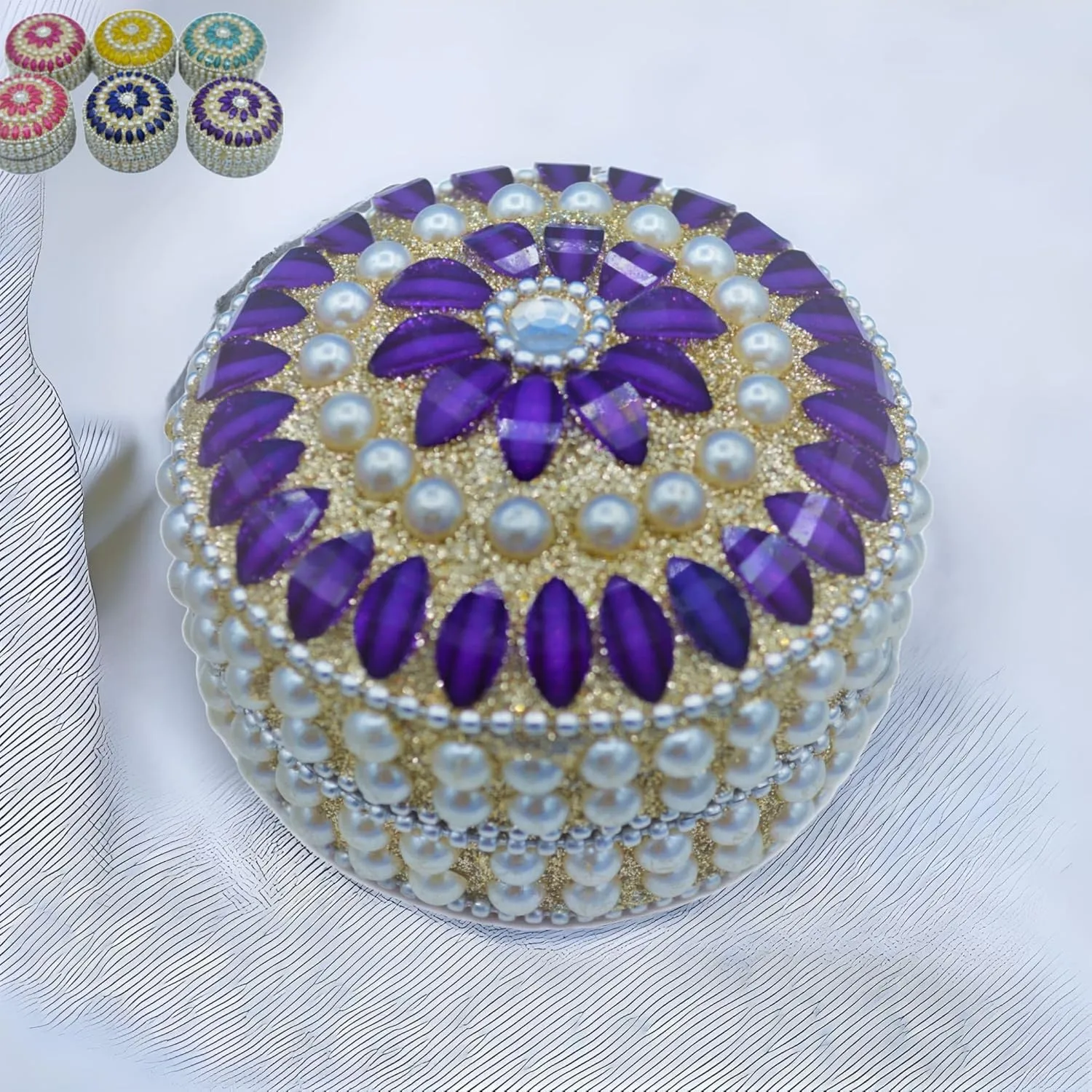 LOVENSPIRE Pearl Jewelry Box for Women Jewelry Travel Case Indian Festival Favor Wedding Pooja Diwali Gift Jewelry Organizer for Mother??s Day Anniversary Housewarming