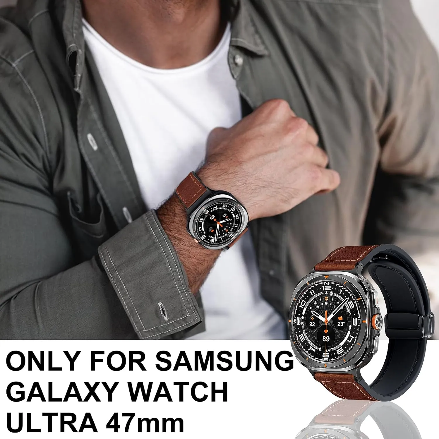 Magnetic Genuine Leather Watch Band Compatible with Google Pixel Watch 2 3 1 41mm Magnetic Buckle Design Adjustable Classic Wristbands Accessories Replacement Straps for Men and Women