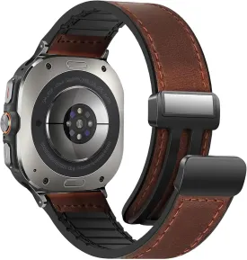 Magnetic Genuine Leather Watch Band Compatible with Google Pixel Watch 2 3 1 41mm Magnetic Buckle Design Adjustable Classic Wristbands Accessories Replacement Straps for Men and Women