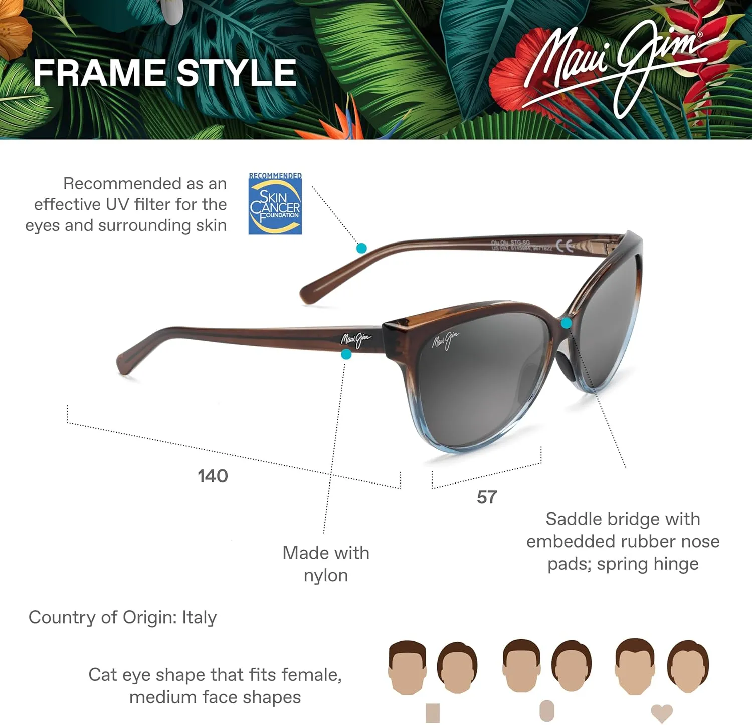 Maui Jim Women's 'Olu'Olu Polarized Cat Eye Sunglasses