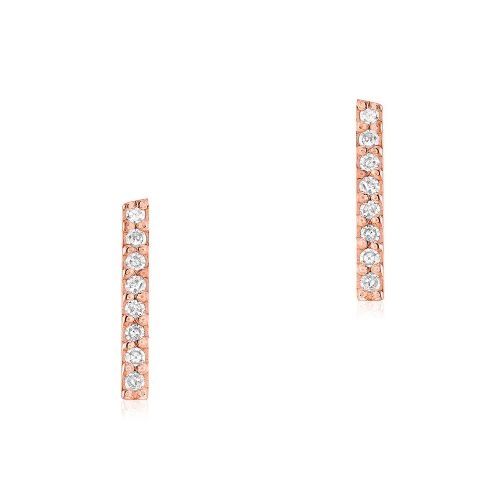 Medium Diamond Bar Post Earrings