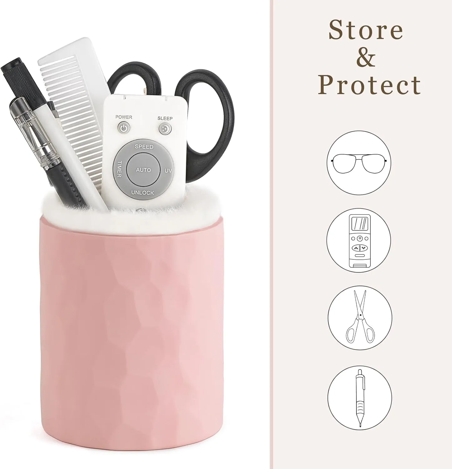 Mkono Plush Lined Eyeglasses Holder Protective Glasses Holder Stand Case Anti-scratch Glasses Storage Organizer, Pink