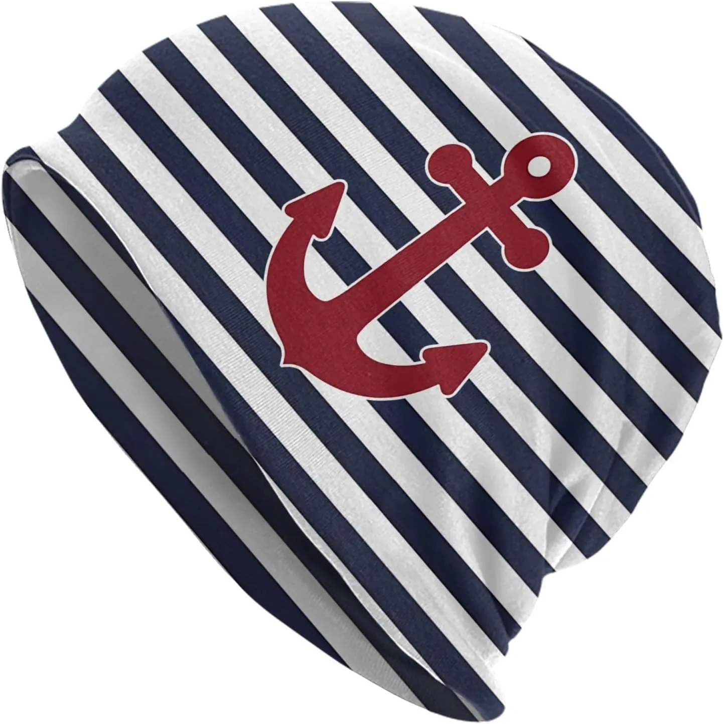 Nautical Anchor Knit Beanie Hat Adults Stretch Knitted Skull Beanies Cap Hats for Women Men